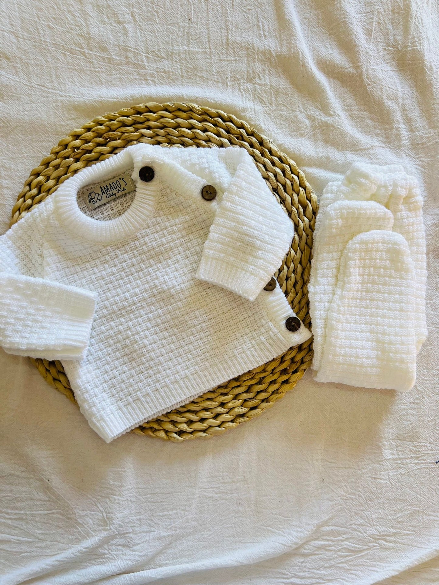 Conjunto hilo de algodón blanco
