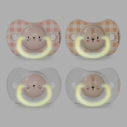 Pack 2 chupetes 0-6m Fisológicos Nocturnos rosa Suavinex