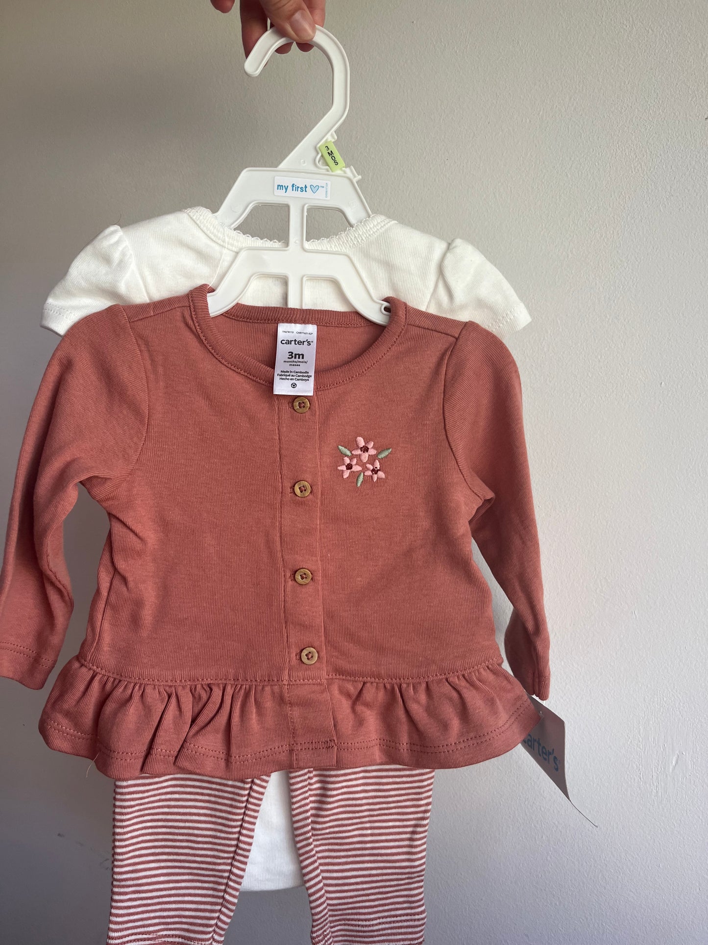Set 3 piezas saco body y pantalón Mariposa 3M
