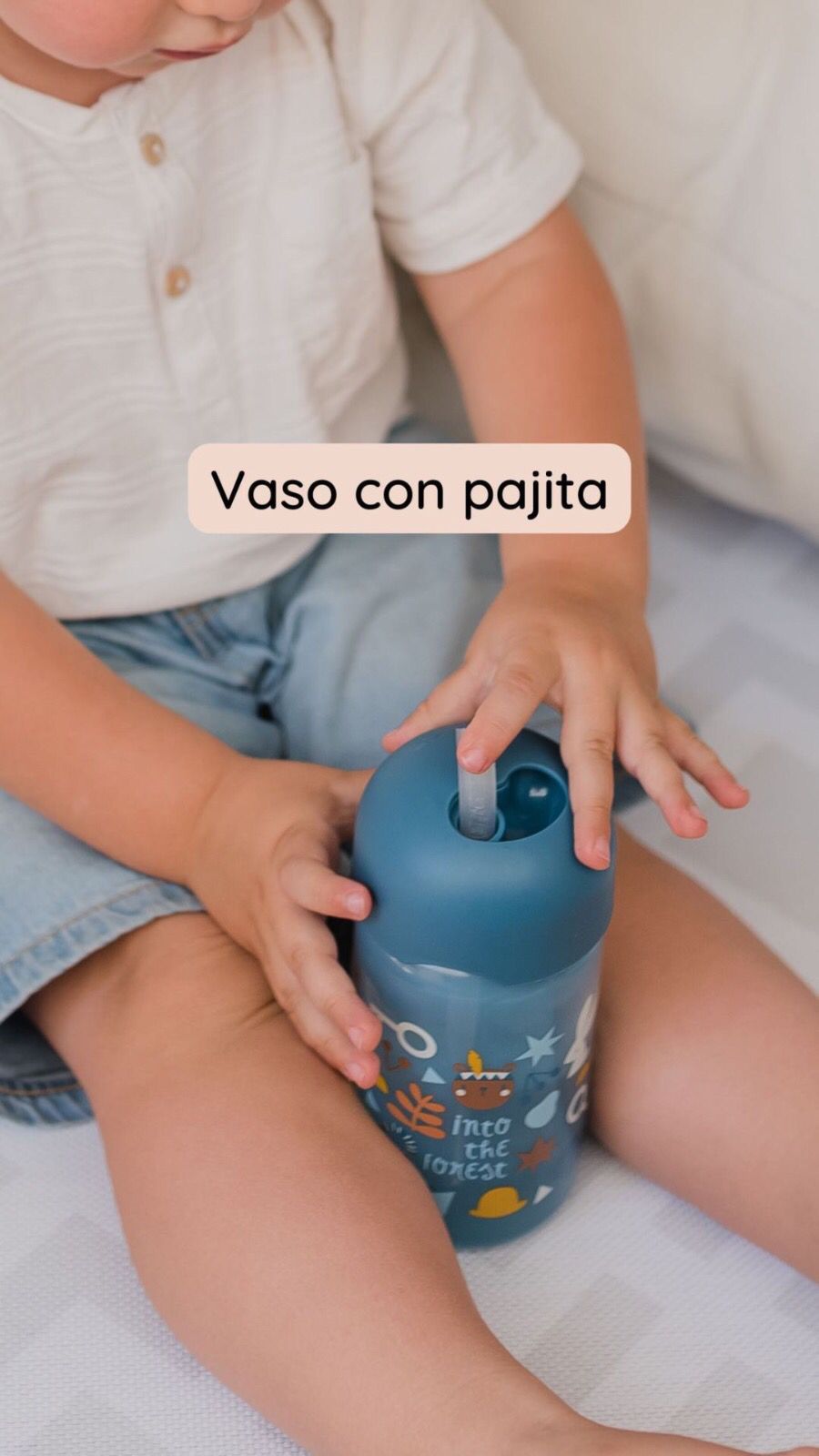Vaso con pajita +18m azul