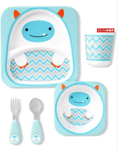Set bowl, plato, vaso y cubiertos, diseño yeti Skip Hop