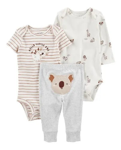 Set 3 piezas pantalón y bodies Koalas NB