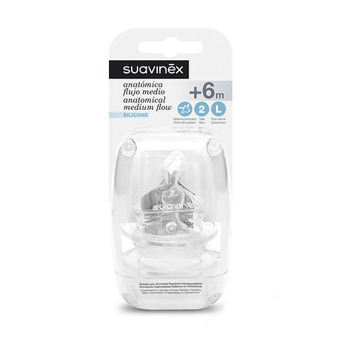 Pack 2 tetinas Anatómicas/Flujo L en Silicona Suavinex