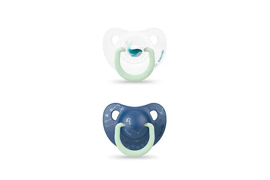 Pack 2 chupetes 0-6m Anatómicos  Nocturnos ballena azul Suavinex
