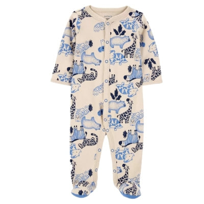 Pijama una pieza de algodón con pie, diseño animalitos Carter´s 9m