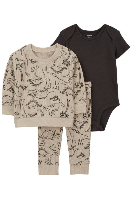 Set 3 piezas pantalón, body y buzo Dinosaurios 6M