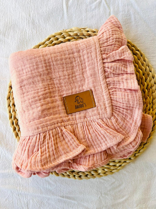 Muselina rosa con volados