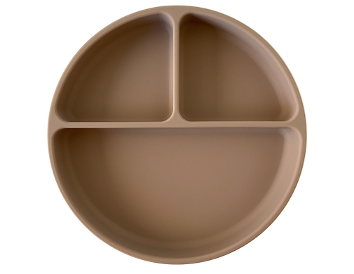 Plato con divisiones y ventosa de silicona beige Storki