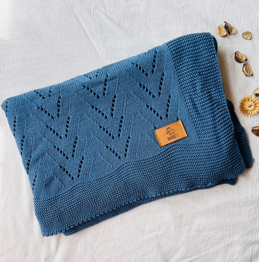 Rebozo en hilo azul