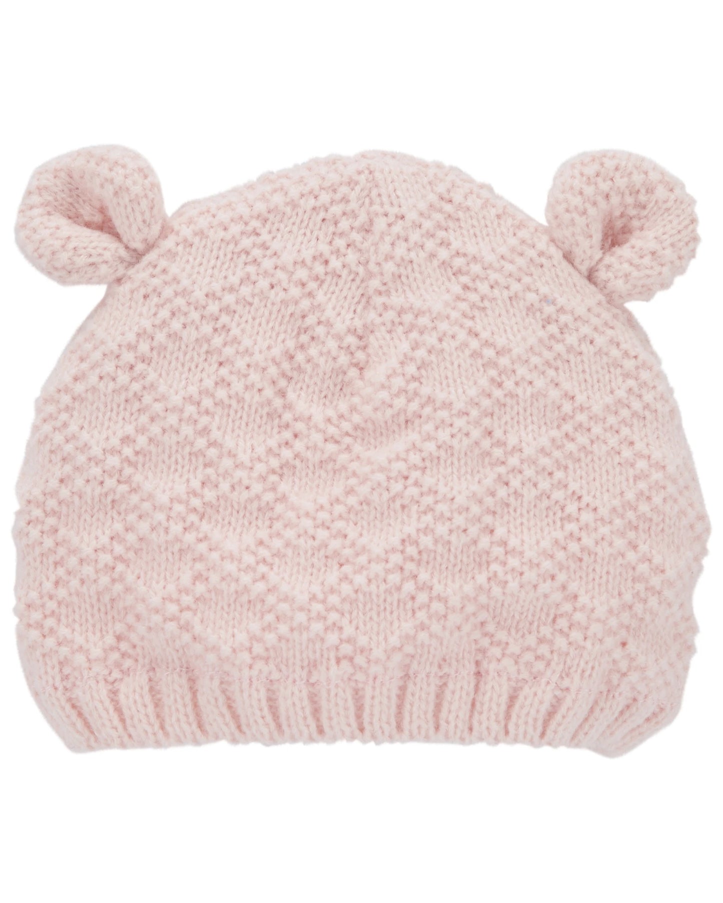 Gorro tejido con orejas, diseño oso rosa